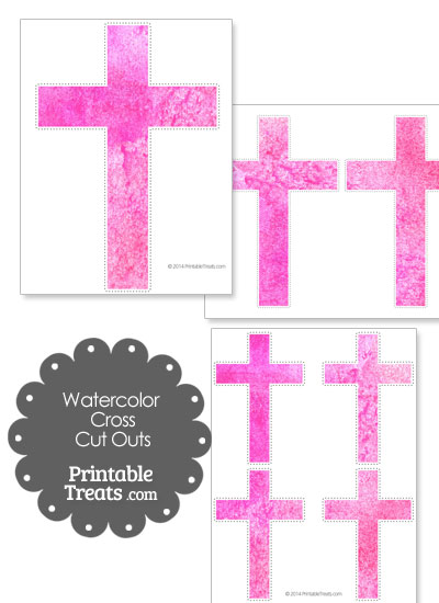 Pink Watercolor Cross Cut Outs from PrintableTreats.com