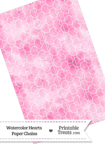 Pink Watercolor Hearts Paper Chains from PrintableTreats.com