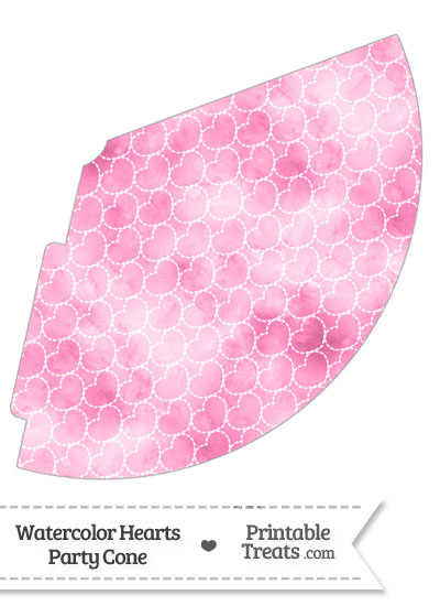 Pink Watercolor Hearts Party Cone from PrintableTreats.com