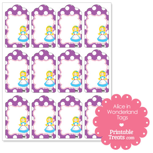 free printable Alice in Wonderland tags from PrintableTreats.com