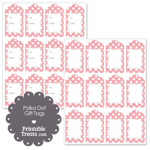 printable baby pink polka dot gift tags