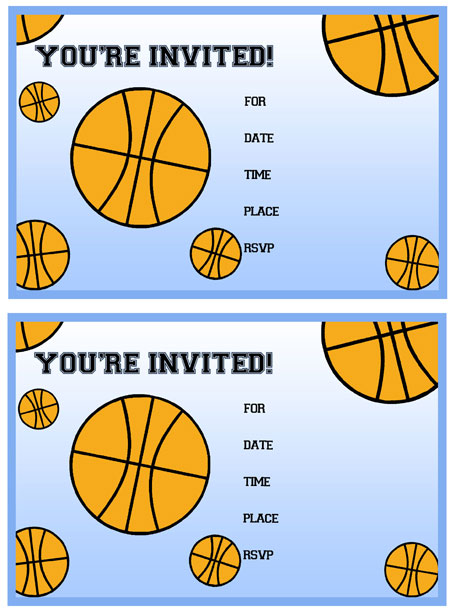 printable basketball birthday party invitations