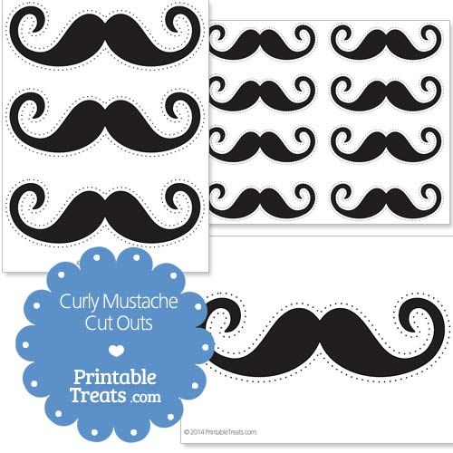 printable black curly mustache cut outs