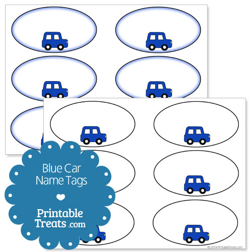 printable blue car name tags