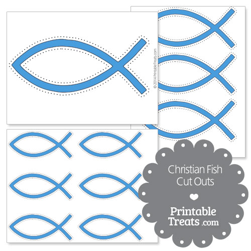 printable blue Christian fish cut outs