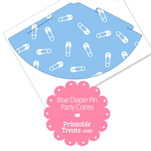 printable blue diaper pin party cones