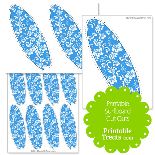 printable blue surfboard cut outs