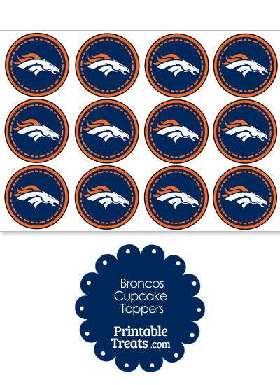 Printable Broncos Logo Cupcake Toppers from PrintableTreats.com