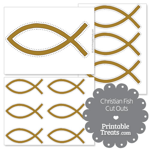 printable brown Christian fish cut outs