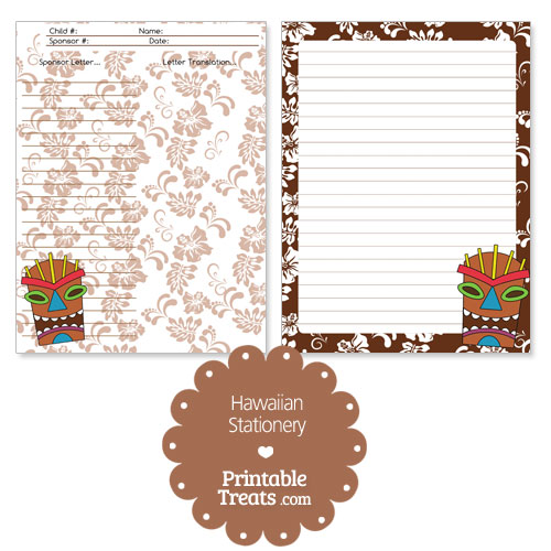 printable brown Hawaiian stationery