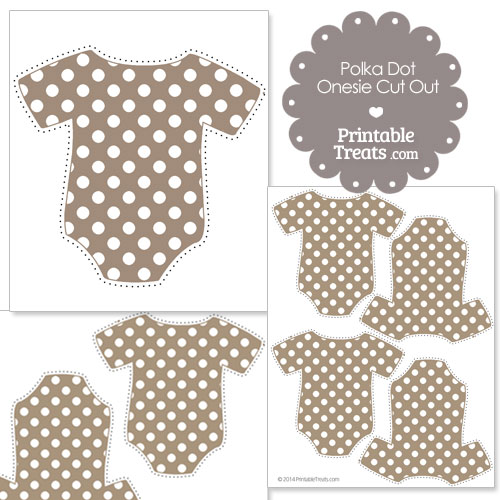 printable brown polka dot onesie cut outs