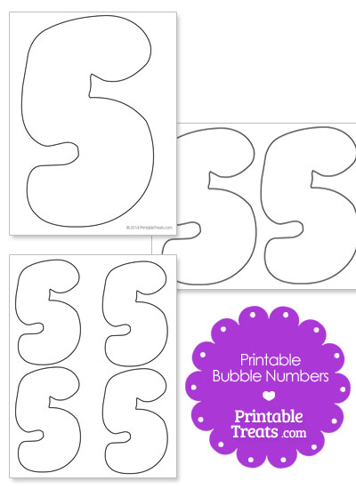 Printable Bubble Number 5 from PrintableTreats.com