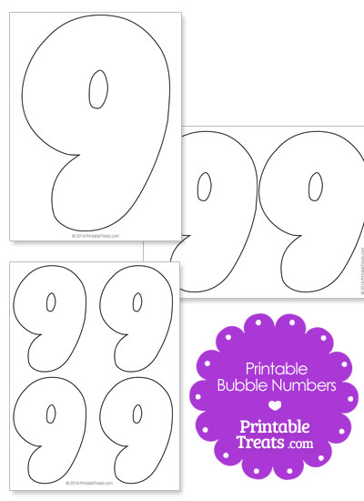 Printable Bubble Number 9 from PrintableTreats.com