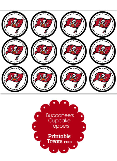 Printable Buccaneers Logo Cupcake Toppers from PrintableTreats.com