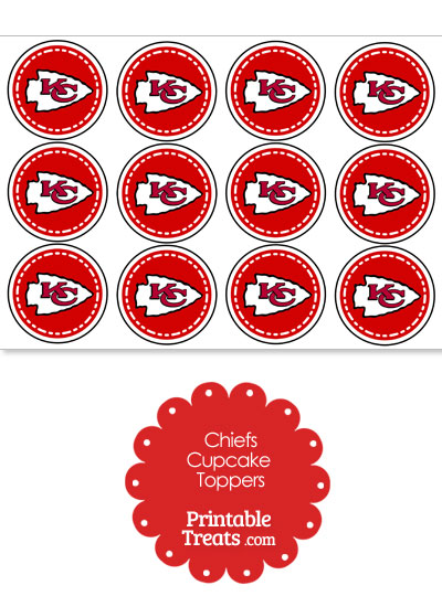 Printable Chiefs Logo Cupcake Toppers from PrintableTreats.com