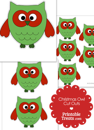 Printable Christmas Owl Cut Outs from PrintableTreats.com