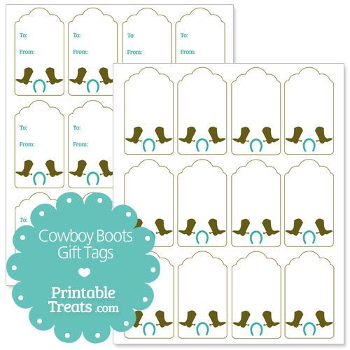 printable cowboy boots gift tags