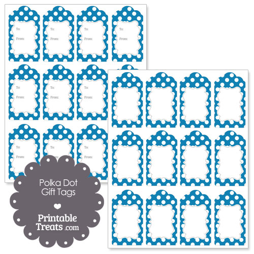 printable dark blue polka dot gift tags