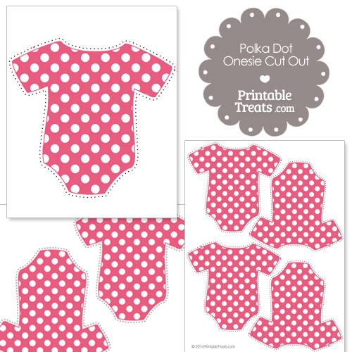 printable dark pink polka dot onesie cut outs