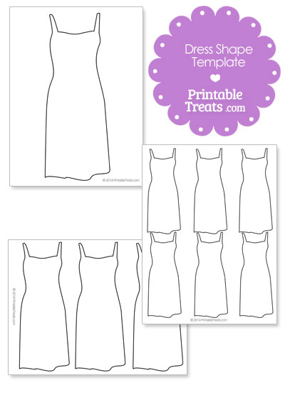 Printable Dress Shape Template from PrintableTreats.com