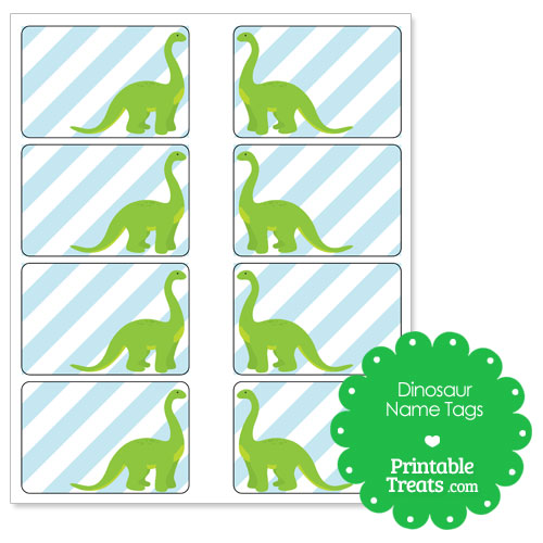 printable green Brontosaurus name tags