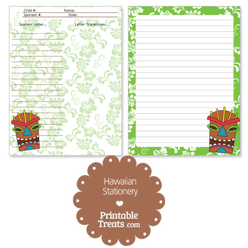 printable green Hawaiian stationery