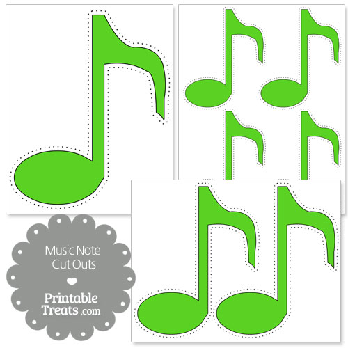 printable green music note cut outs