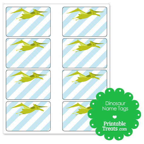 printable green pterodactyl dinosaur name tags printable treatscom