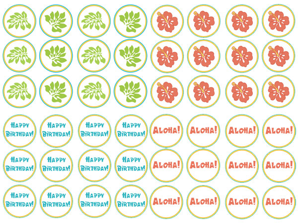 printable hawaiian cupcake toppers