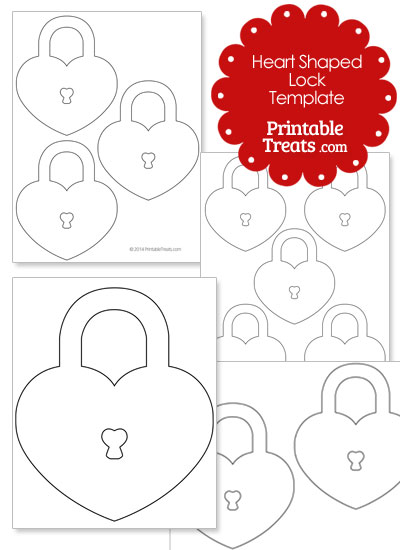 Printable Heart Shaped Lock Template from PrintableTreats.com