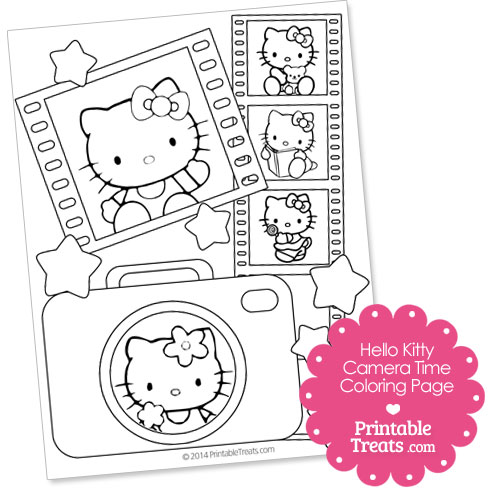 Printable Hello Kitty Camera Time Coloring Page — Printable Treats.com