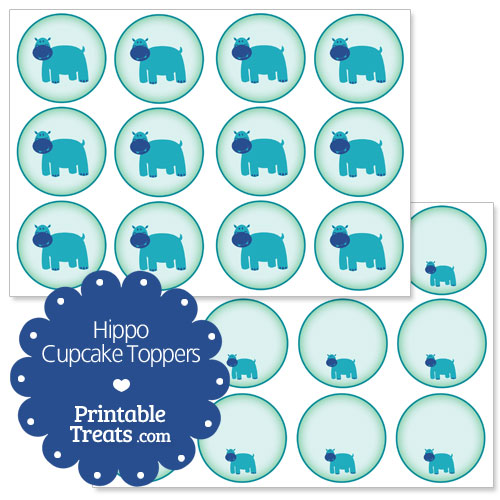 printable hippo cupcake toppers