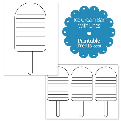 printable ice cream bar shape with lines