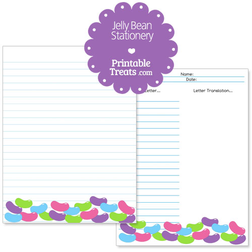 printable jelly bean stationery