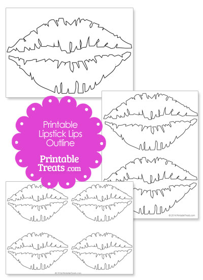 Printable Lipstick Lips Outline from PrintableTreats.com