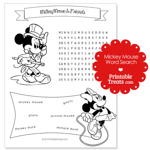 printable Mickey Mouse word search