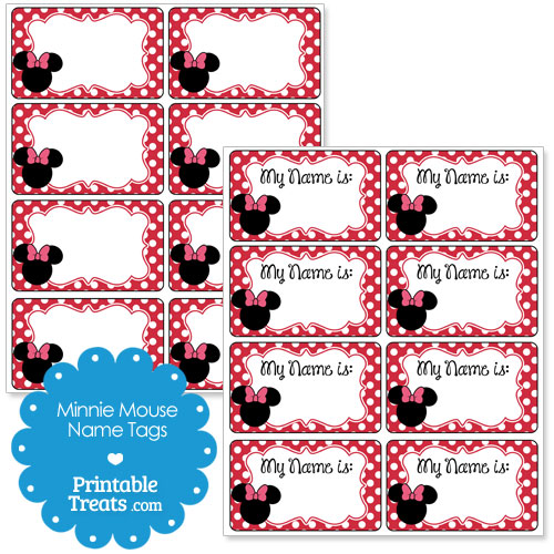 printable Minnie Mouse name tags