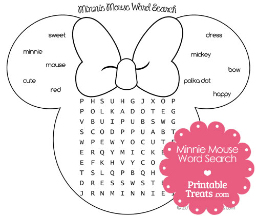 printable Minnie Mouse word search