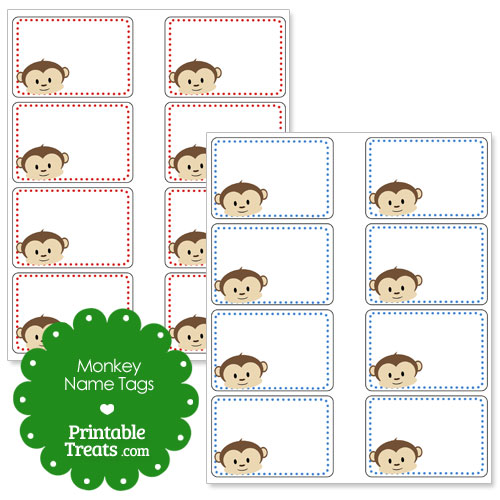 printable monkey name tags