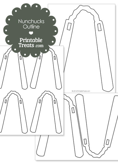 Printable Nunchucks Outline from PrintableTreats.com