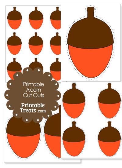 Printable Orange Acorn Cut Outs from PrintableTreats.com