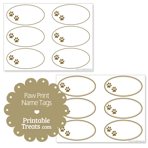 printable paw print name tags