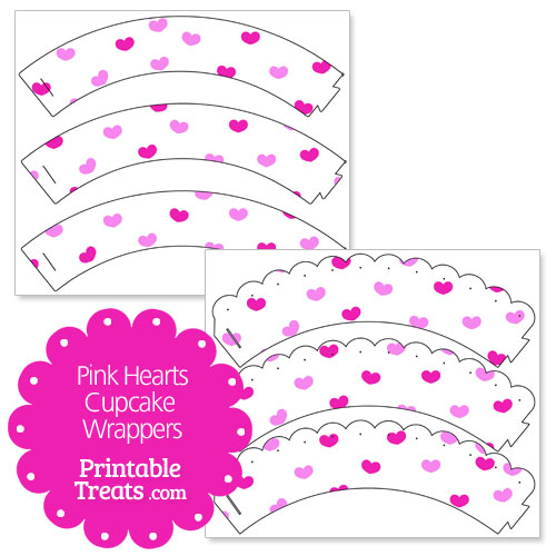 printable pink hearts cupcake wrappers