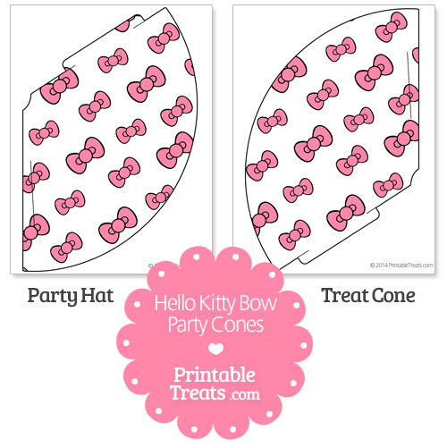 printable pink hello kitty bow party cones