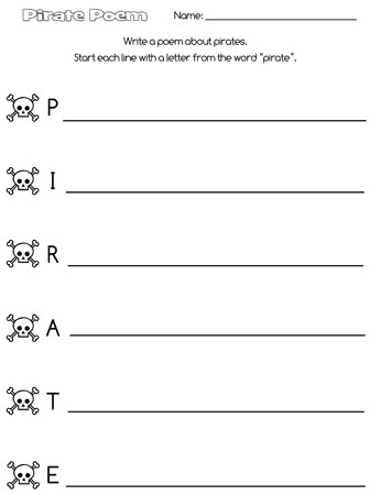 printable pirates acrostic poem