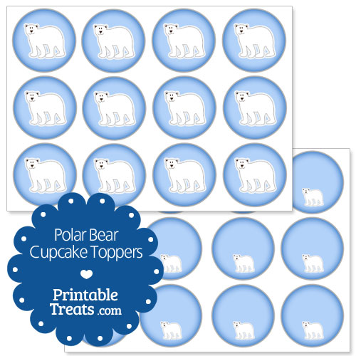 printable polar bear cupcake toppers