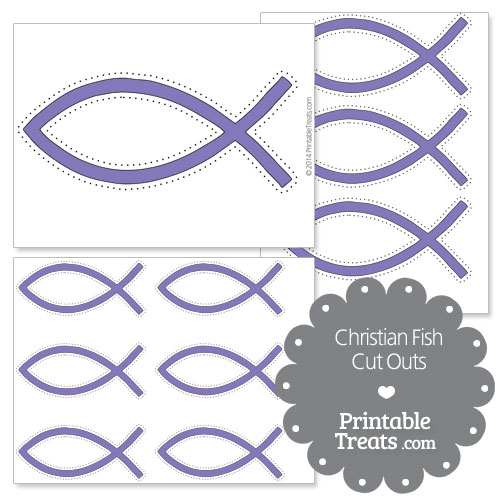 printable purple Christian fish cut outs