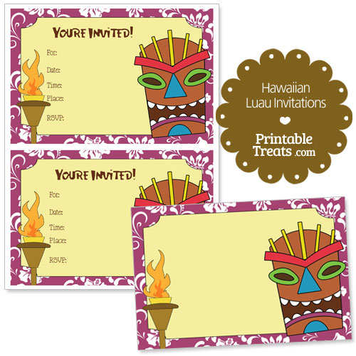 printable purple Hawaiian luau invitations