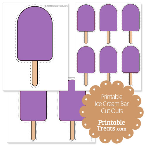 printable purple ice cream bar cut outs