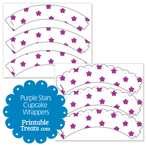 printable purple stars cupcake wrappers
